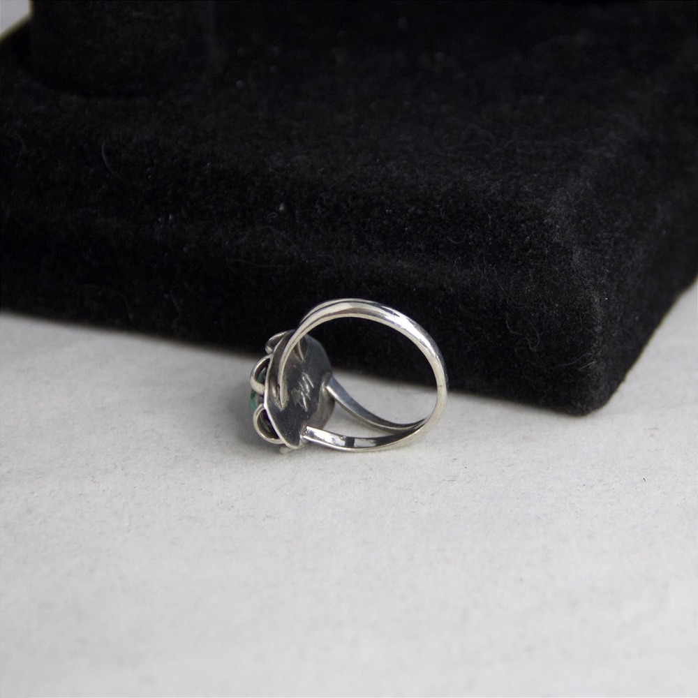 Native American Sterling Silver Green Turquoise Ring Split Shank Size 10 - Picture 6 of 9